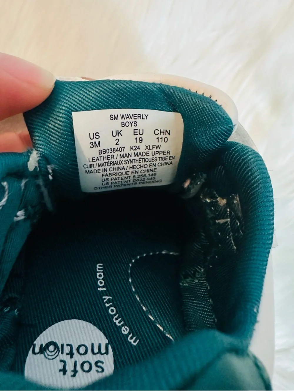 Stride Rite White & Teal Star Velcro Toddler Sneaker - Picture 6 of 12
